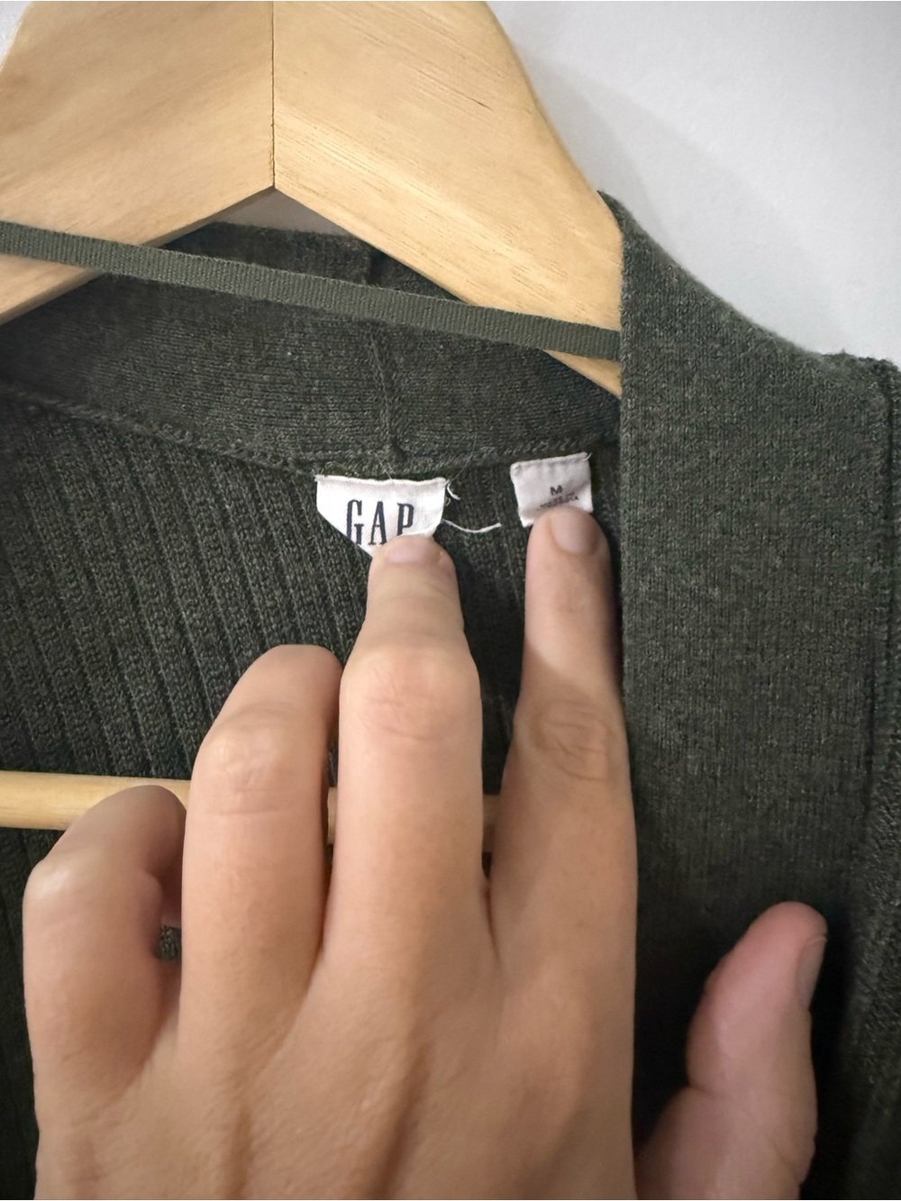 GAP Olive Green Open-Front Ribbed Cardigan - Picture 2 of 4